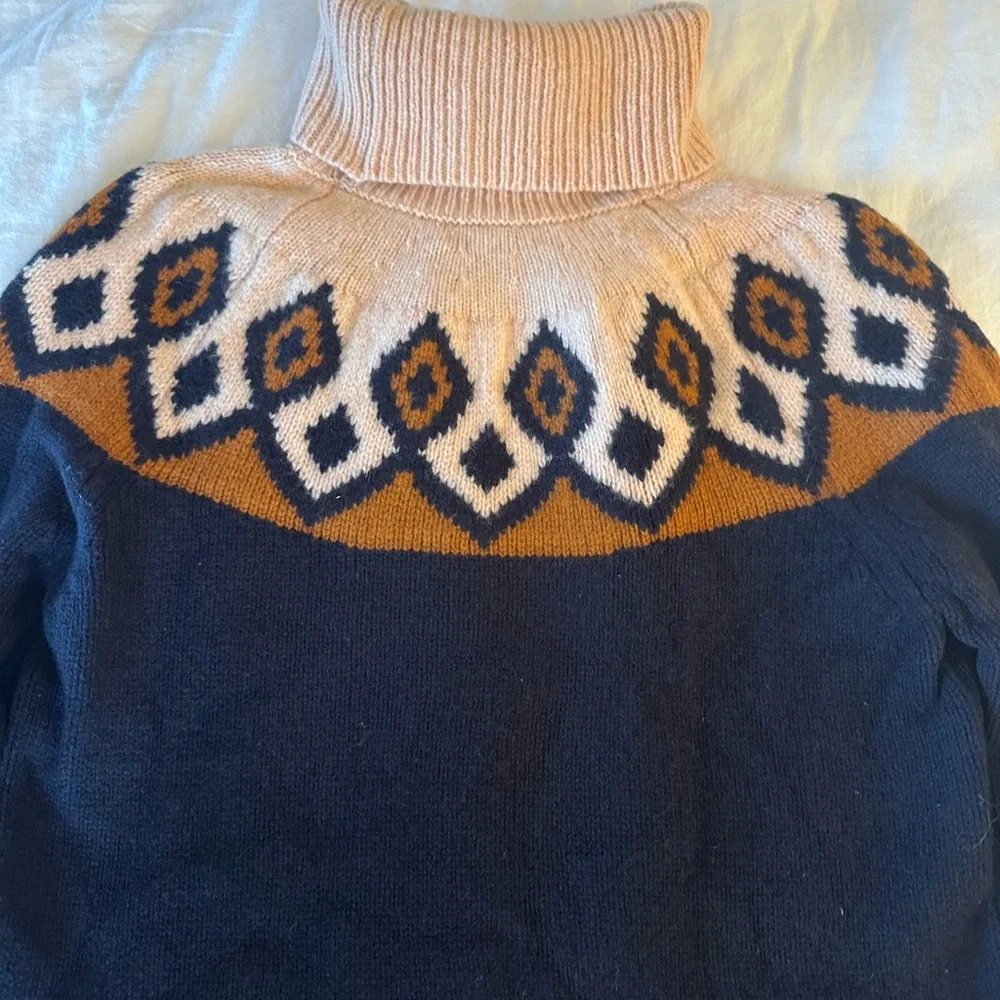 J. Crew fair aisle turtleneck sweater. 100% Merino wool.